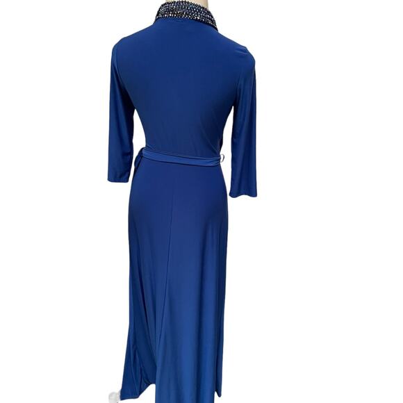 Janette Plus Size 1X Royal Blue Long Sleeve Jersey Knit Dress - Picture 2 of 8